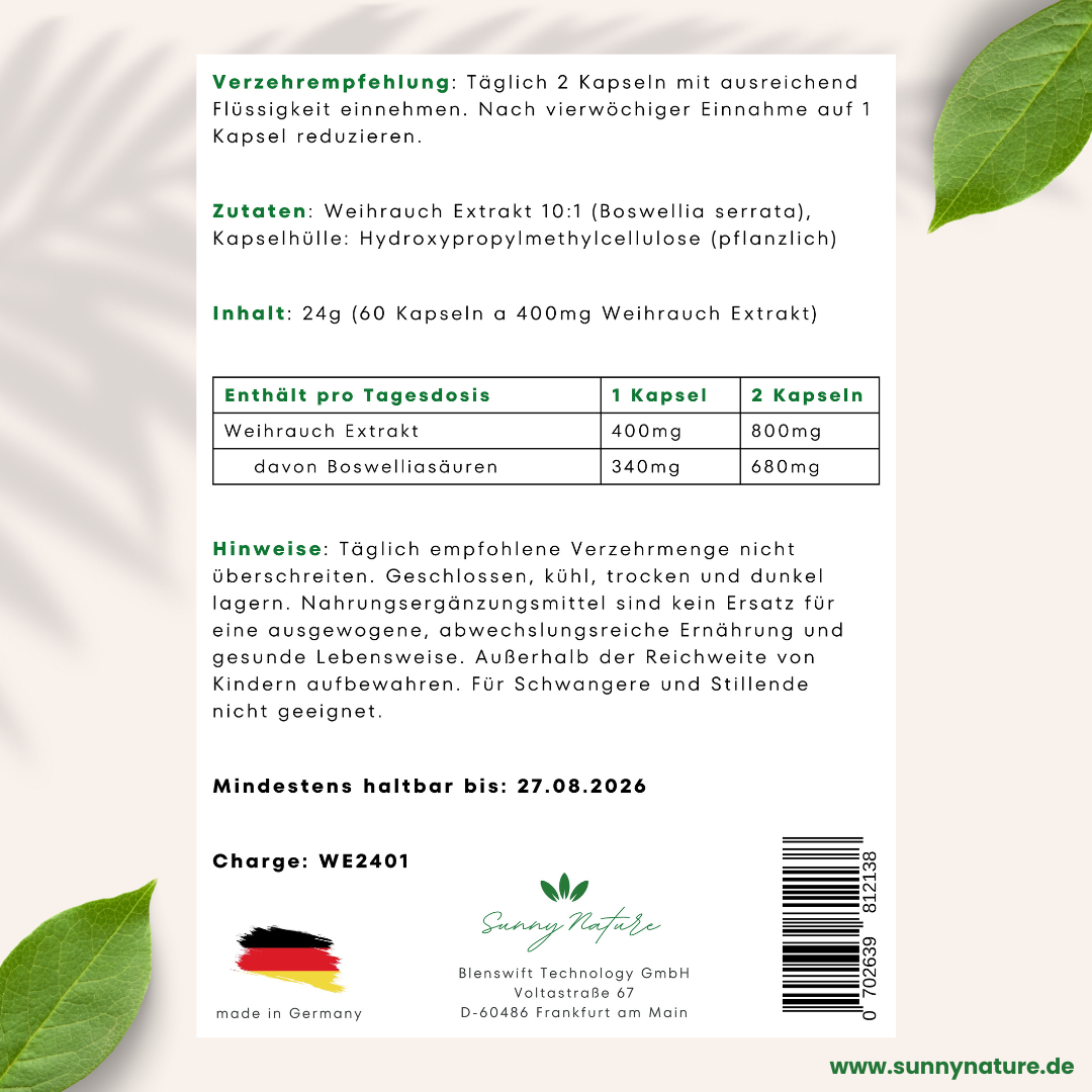 Weihrauch Kapseln (Boswellia serrata)